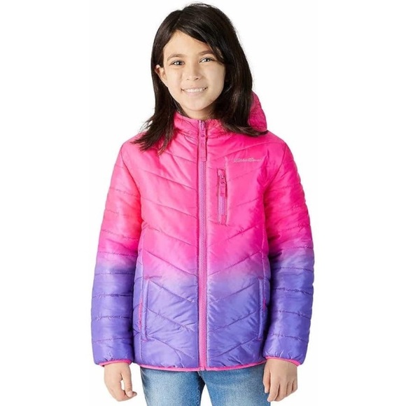 Eddie Bauer Kids Deer Harbor Reversible Hooded Jacket Pink/Purple SZ L 14/16